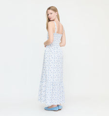 Couturebud The Anjuli Nap Dress - Blue Vine Stripe