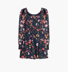 Couturebud The Norah Nap Dress - Navy Peony Bouquet Georgette