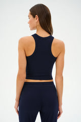 Kiki Rib Crop Tank - Indigo