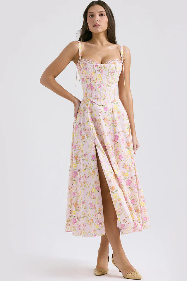 Clarabelle Pink Meadow Print Cotton Sundress