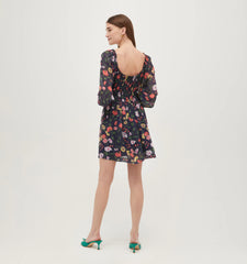 Couturebud The Norah Nap Dress - Navy Peony Bouquet Georgette