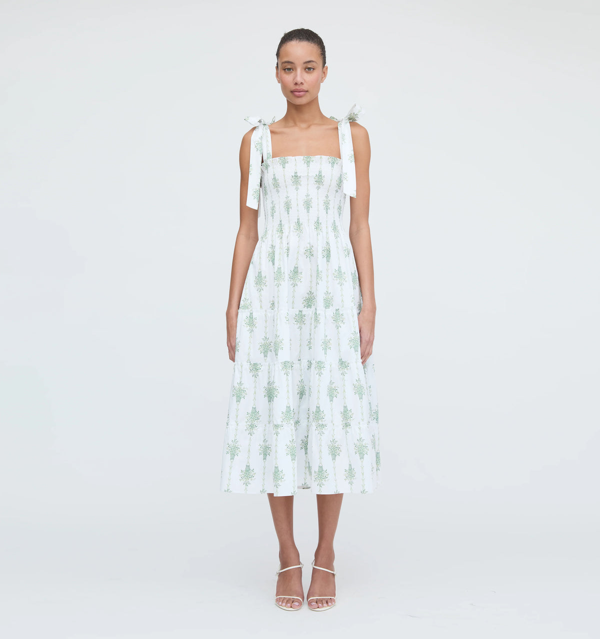 CouturebudThe Ribbon Ellie Nap Dress - Apple Green Basket Stripe