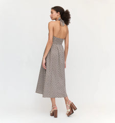 Couturebud The Fleur Midi Dress - Chocolate Circular Lattice