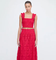 CouturebudThe Azalea Nap Top - Cerise Lace