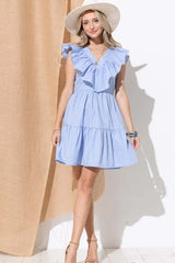 And The Why Chevron Ruffle Florence Hem Casual Dress