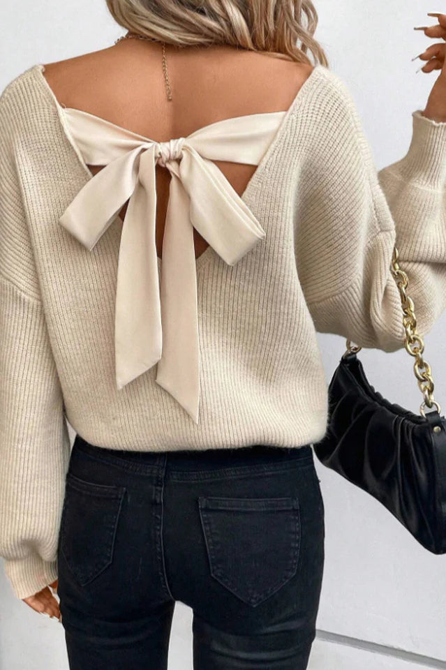 Tie Back Drop Shoulder Sweater