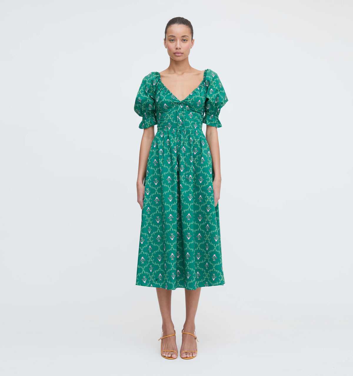 Couturebud The Ophelia Dress - Emerald Trellis