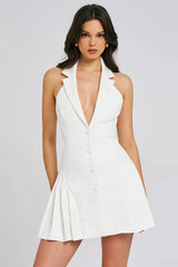 Reyna Backless Pleated Mini Dress