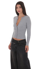 Cinched Knit Cardigan in Heather Gray