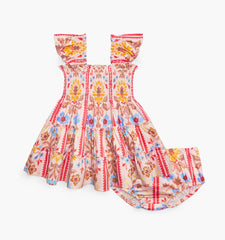 Couturebud The Baby Ellie Nap Dress - Pink Floral Block Stripe