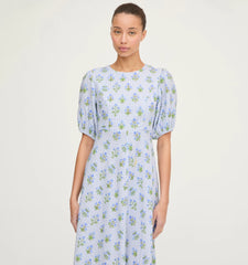 CouturebudThe Short Sleeve Nadia Dress - Blue Block Print