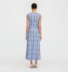CouturebudThe Sloane Dress - Blue Floral Block Stripe Jersey