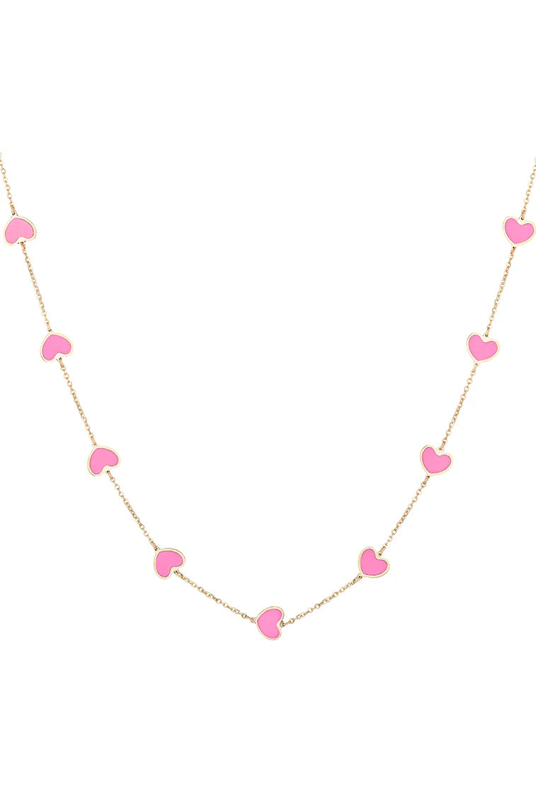 OUF! By Sara Love Pink Hearts 14k Gold Necklace