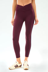 Mia Rigor Legging w/ Stripe - Dark Cherry/Indigo