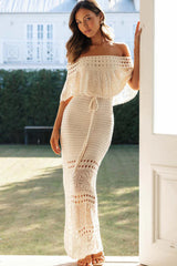 Crochet Off Shoulder Hollow Out Dress