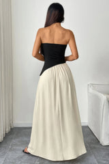 Patchwork Strapless Tube Fit Full Dress