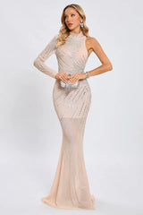 Halter Neck Crystal Embellished Gown