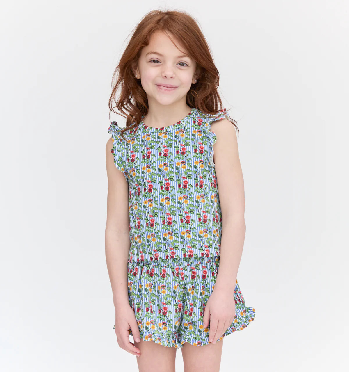 Couturebud The Tiny Lala Short Set - Geranium Stripe