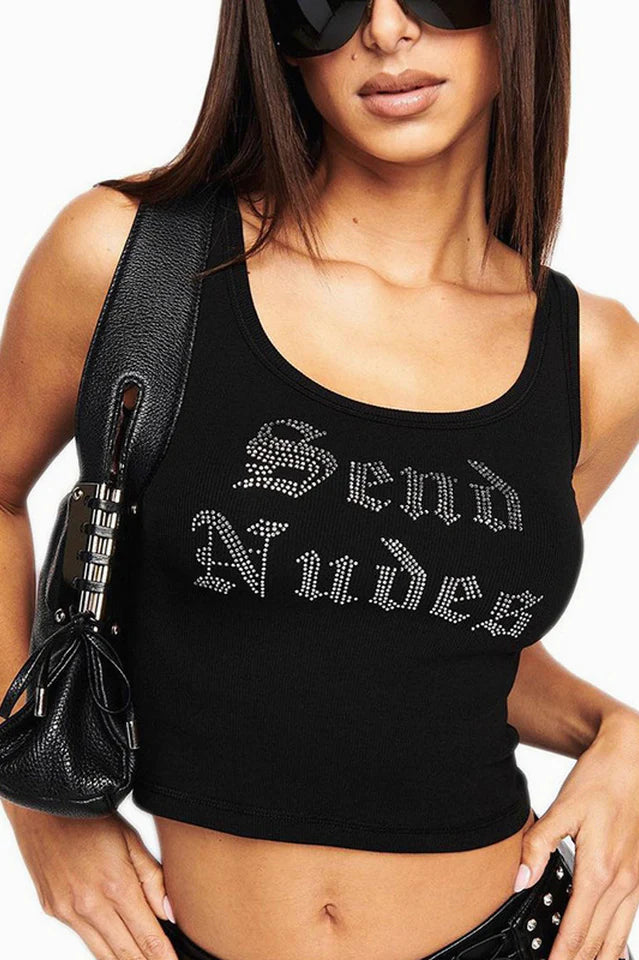 Send Nudes Rhinestone Tank Top