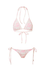 Harbor Bow Print Triangle Bikini Swim Set-BUBBLEGUM BLAST