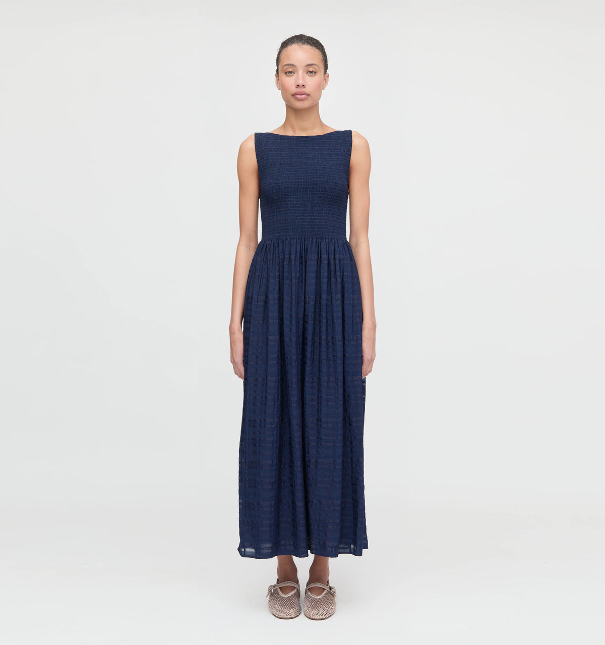 Couturebud The Cosima Nap Dress - Navy Sheer Plaid