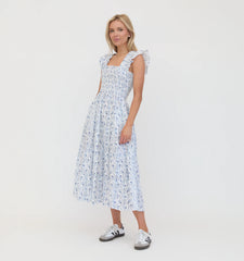 Couturebud The Ellie Nap Dress - Blue Vine Stripe