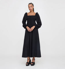 Couturebud The Scarlett Long Sleeve Nap Dress - Black Textured Dot