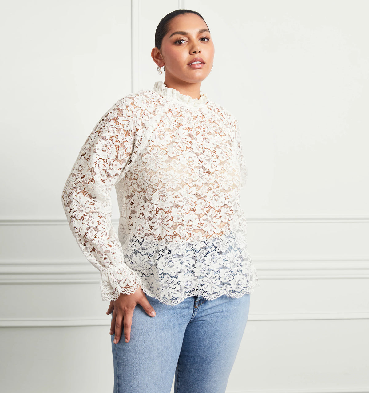 Couturebud The Millie Top - White Lace