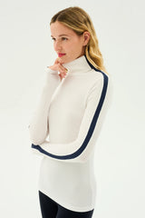 Jackson Rib Full Length Turtleneck - White/Indigo