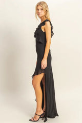 HYFVE Chiffon Ruffle Trim Midi Dress