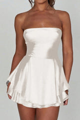 Solid Backless Lace Up Tube Fit Mini Dress