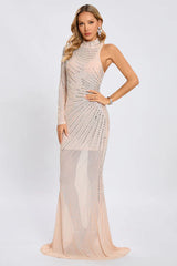 Halter Neck Crystal Embellished Gown