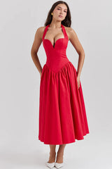 Coquette Scarlet Halter Midi Dress