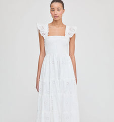Couturebud The Ellie Nap Dress - White Trellis Broderie