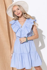 And The Why Chevron Ruffle Florence Hem Casual Dress