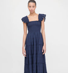 Couturebud The Ellie Maxi Nap Dress - Navy Sheer Plaid