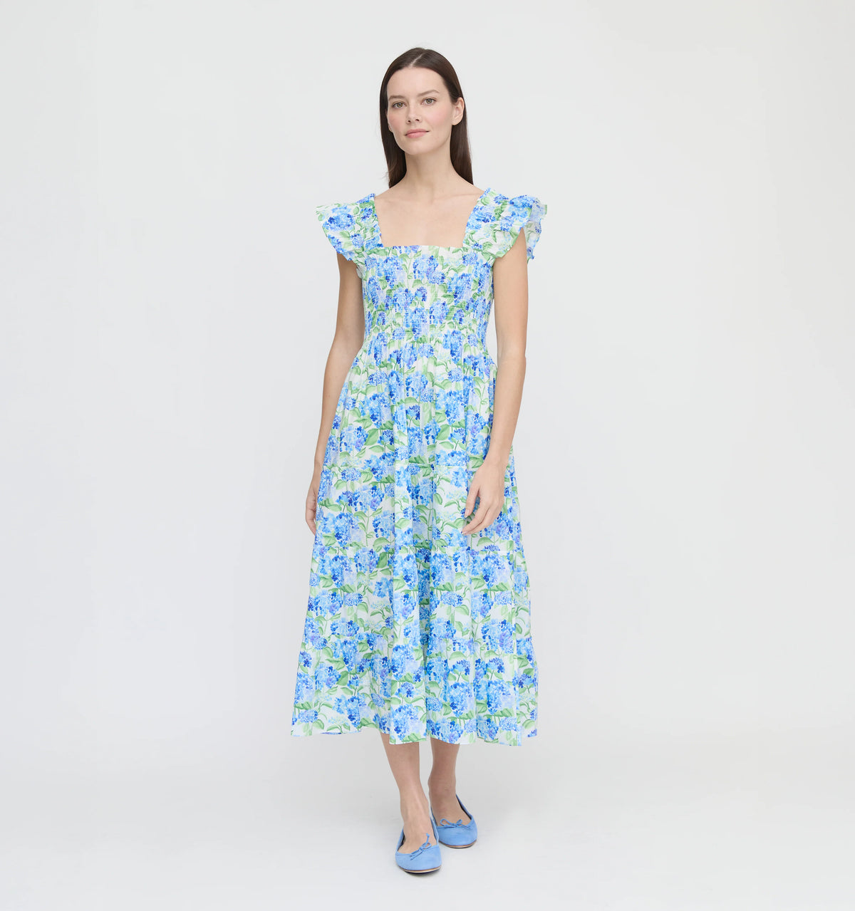 CouturebudThe Hill House x La Coqueta Ellie Nap Dress - Blue Watercolor Hydrangea