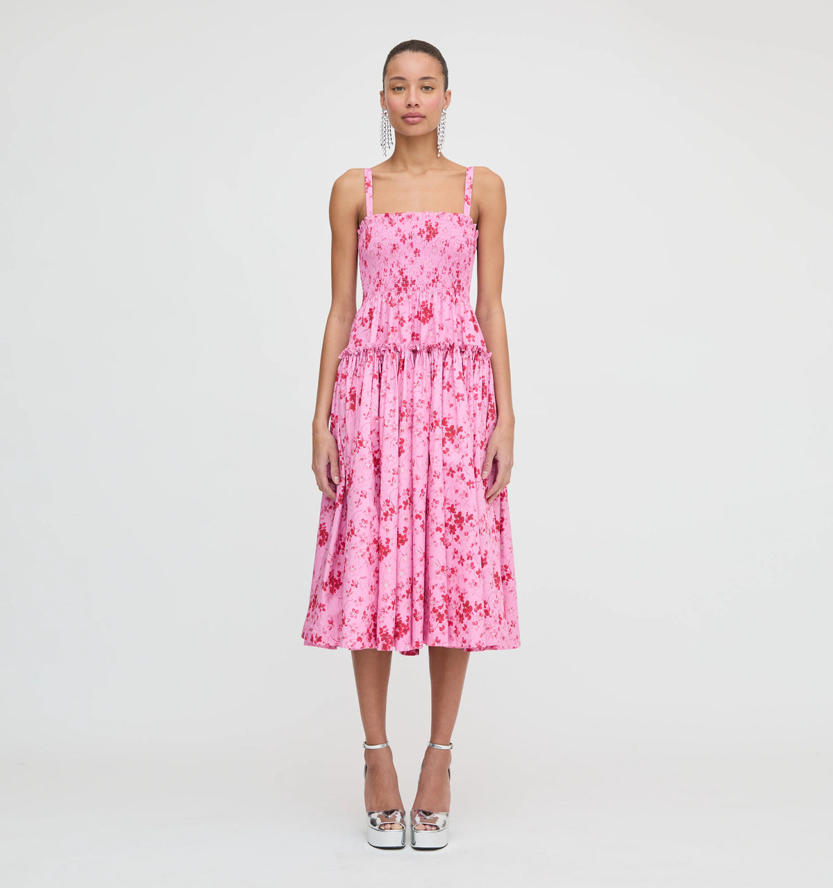 CouturebudThe Seraphina Midi Nap Dress - Pink Sweet Peas