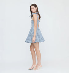 CouturebudThe Ribbon Charlotte Nap Dress - Navy Circular Lattice