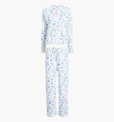 Couturebud The Maternity Olivia Pajama Set - Blue Botanical