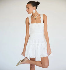 CouturebudThe Azalea Mini Nap Dress - White Trellis Broderie