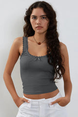 Lace Detailed Square Neck Top