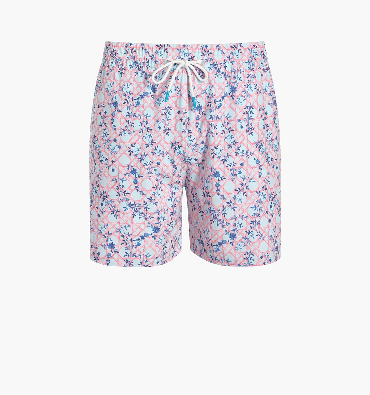 Couturebud The Men's Julien Swim Trunk - Pink Basketweave Vine