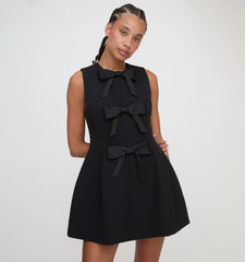 Couturebud The Blythe Bow Dress - Black Bows