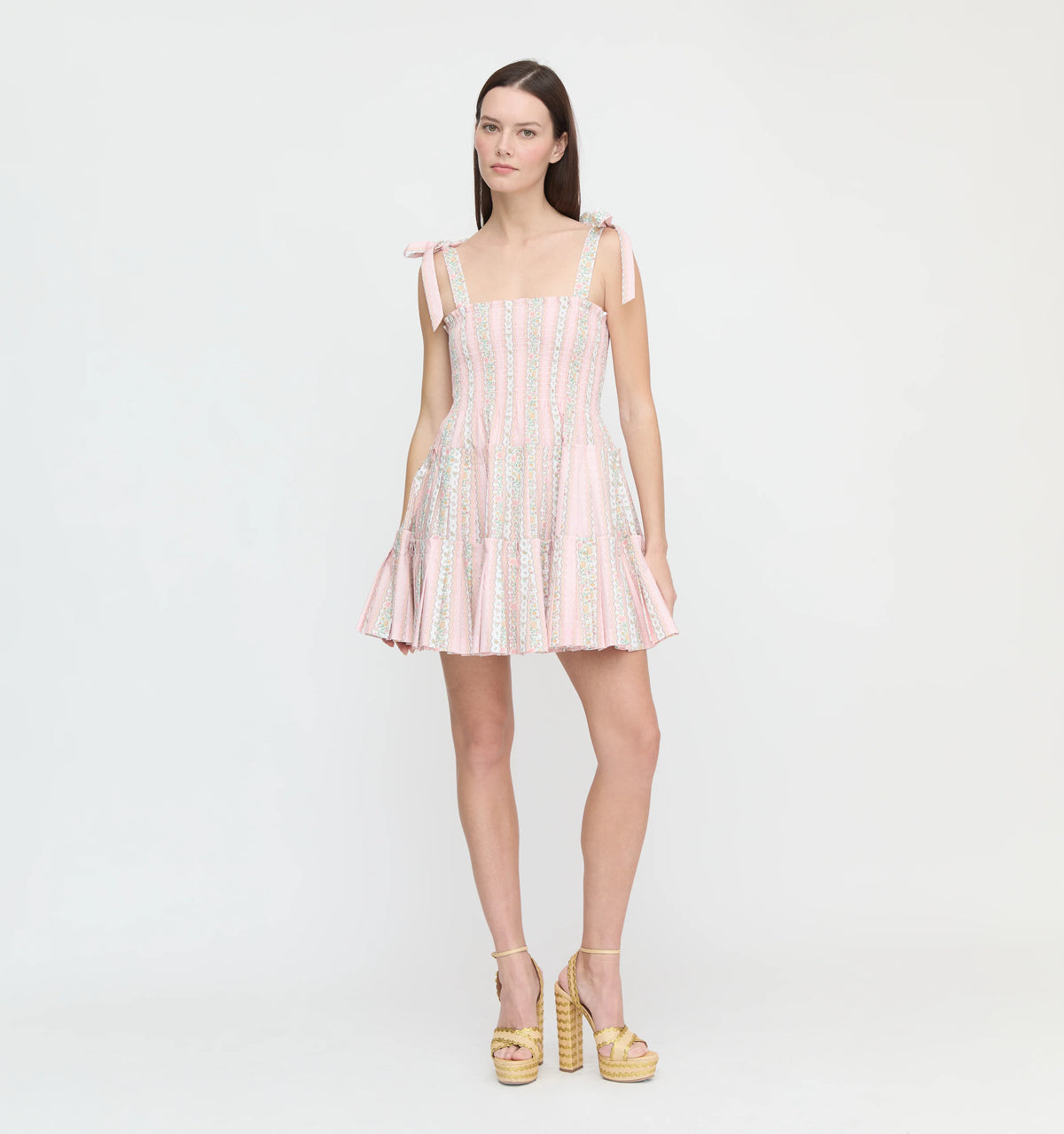CouturebudThe Hill House x La Coqueta Ribbon Charlotte Nap Dress - Pink Floral Stripe