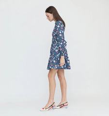 Couturebud The Viviana Mini Nap Dress - Navy Belgravia Floral Ikat