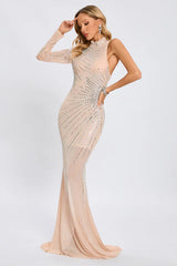 Halter Neck Crystal Embellished Gown