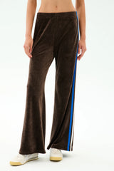 Heritage Velour Pant - Dark Chocolate/Classic Blue