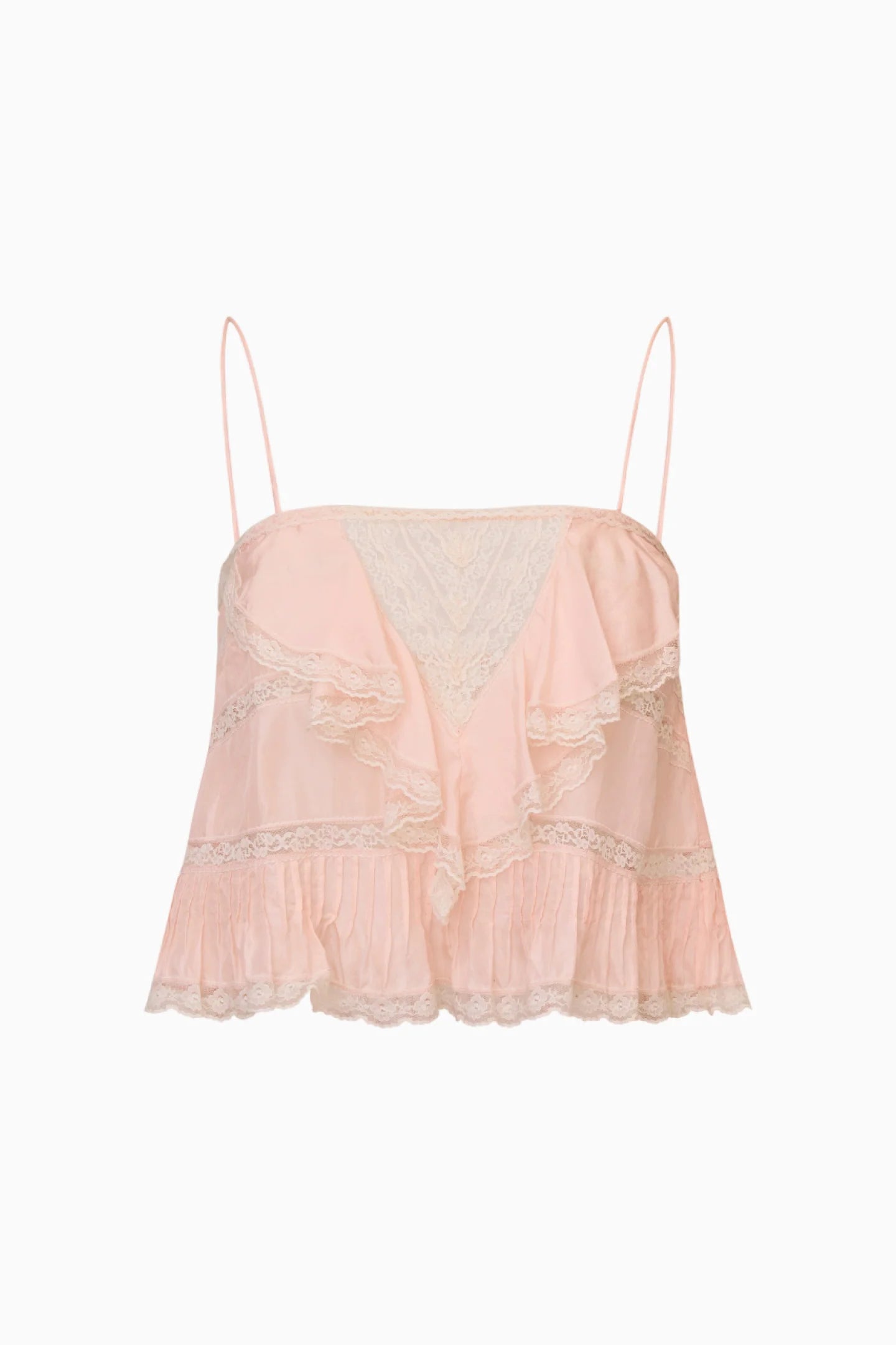 Ondeline Lace Ruffle Cami - FRENCH ROSE – Couturebud