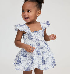 Couturebud The Baby Ellie Nap Dress - Navy Mariner's Toile